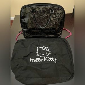 SANRIO HELLO KITTY BAG BLACK PATENT LEATHER EMBOSSED TOTE WEEKENDER By LOUNGEFLY